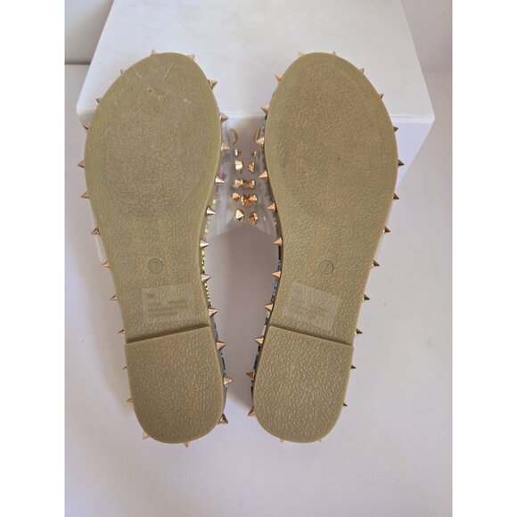 Cape Robbin Rainbow Snakeskin Spike Studded Clear Slip On Slide Sandals Shoes 7 - Picture 8 of 9